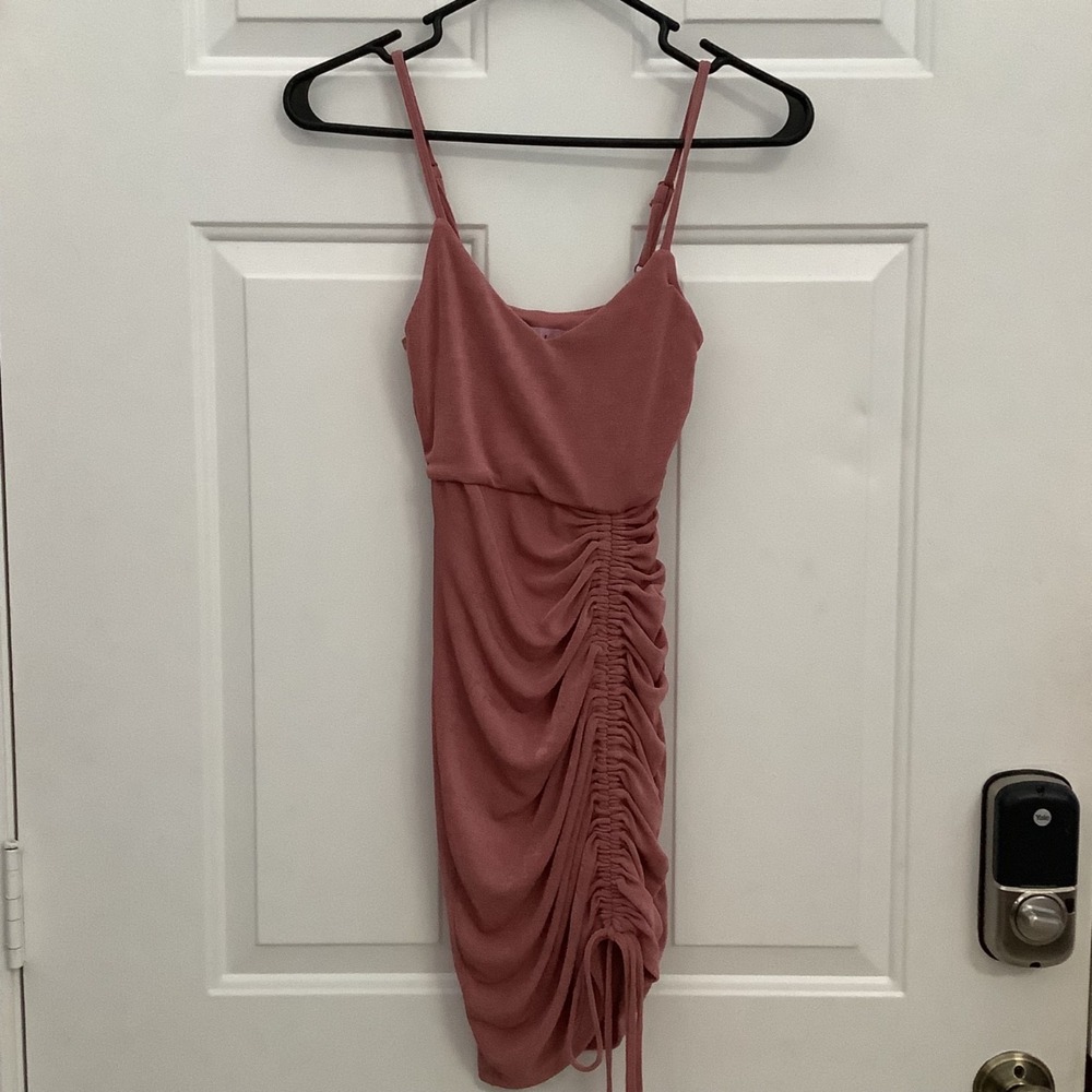 Crave Frame Juniors' Empire Side-Drawstring Bodycon Dress Dusty‎ Rose Sz XXS